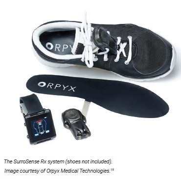 SurroSense Rx system (shoes not included). Image courtesy of Orpyx Medical Technologies.